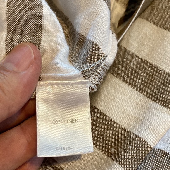 J Jill Love  100% Linen Brown and White Striped Midi Pull Up Skirt - Picture 7 of 8